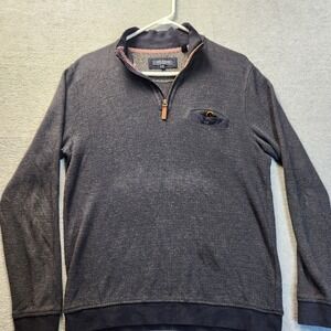 Ted Baker London Mens Navy Blue Textured Quarter Zip Pullover Sweater Size 3
